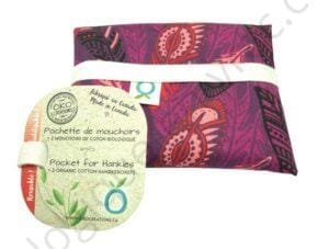 POCHETTE DE MOUCHOIRS MAUVE ET 2 MOUCHOIRS EN COTON BIOLOGIQUE