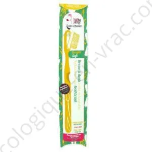 BROSSE A DENTS ECOLOGIQUE SOUPLE JAUNE SOLEIL A TETE RECHARGEABLE
