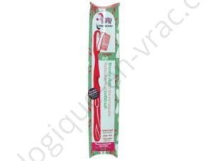 BROSSE A DENTS ECOLOGIQUE SOUPLE ROUGE FRAMBOISE A TETE RECHARGEABLE