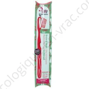 BROSSE A DENTS ECOLOGIQUE SOUPLE ROUGE FRAMBOISE A TETE RECHARGEABLE