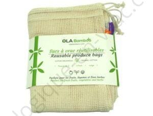 3 SACS A VRAC REUTILISABLE EN COTON ORGANIQUE