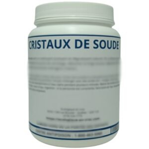 Cristaux de soude en pot avec cuillère