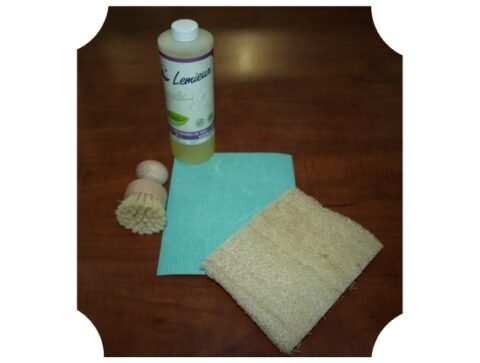 Lot liquide vaisselle brosse a main eponge luffa ecologique en vrac