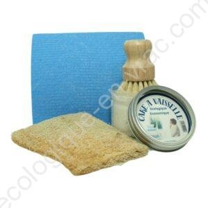 LOT CAKE VAISSELLE - BROSSE POMMEAU - LUFFA - EPONGE SUEDOISE