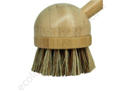 Brosse vaisselle a vis manche rond poils bruns ecologique en vrac