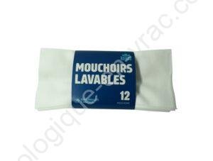 ENSEMBLE DE 12 MOUCHOIRS LAVABLE BLANCS